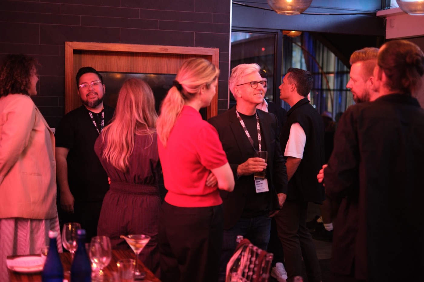 Guests with drinks before dinner
